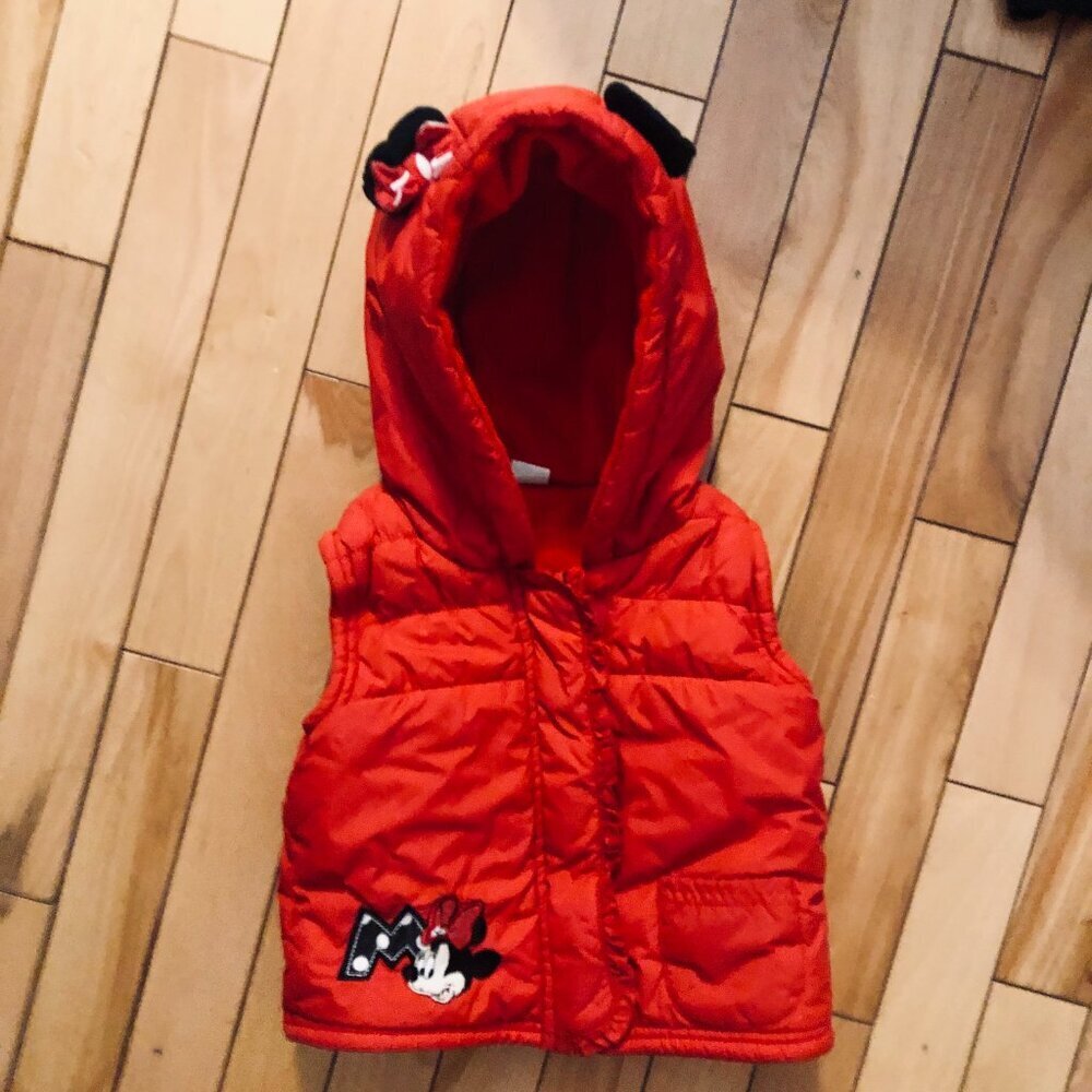 Disney Baby Minnie Mouse Fleece Lined Puffer Vest w/ 3D Ears Unisex 12-18 Mo - Picture 2 of 7